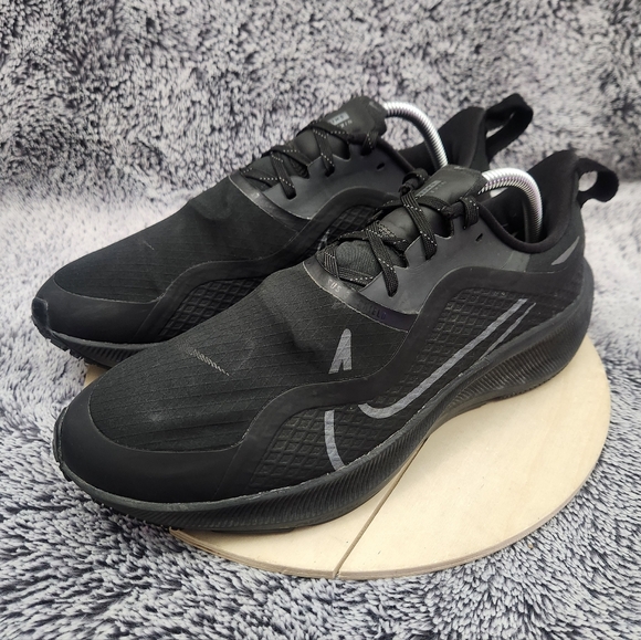 Nike Air Zoom Pegasus 37 Shield Triple Black Running Shoes Mens Size 9.5 - Picture 4 of 9